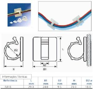 Clip Hellerman Auto Adesivo RA18 c/ Diâmetro de 18 mm